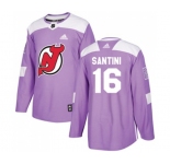 New Jersey Devils #16 Steve Santini Authentic Purple Fights Cancer Practice Hockey Jersey