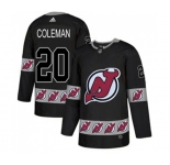 New Jersey Devils #20 Blake Coleman Authentic Black Team Logo Fashion Hockey Jersey