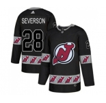 New Jersey Devils #28 Damon Severson Authentic Black Team Logo Fashion Hockey Jersey