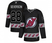 New Jersey Devils #28 Damon Severson Authentic Black Team Logo Fashion Hockey Jersey