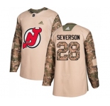 New Jersey Devils #28 Damon Severson Authentic Camo Veterans Day Practice Hockey Jersey