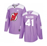 New Jersey Devils #41 Michael McLeod Authentic Purple Fights Cancer Practice Hockey Jersey