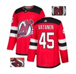 New Jersey Devils #45 Sami Vatanen Authentic Red Fashion Gold Hockey Jersey