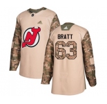 New Jersey Devils #63 Jesper Bratt Authentic Camo Veterans Day Practice Hockey Jersey