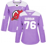 Devils #76 P. K. Subban Purple Authentic Fights Cancer Women's Stitched Hockey Jersey