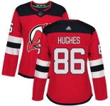 Devils #86 Jack Hughes Red Home Authentic Women's Stitched Hockey Jersey