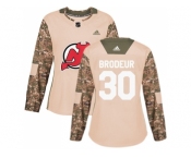 Women Adidas New Jersey Devils #30 Martin Brodeur Camo Authentic 2017 Veterans Day Stitched NHL Jersey