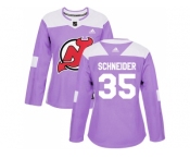 Women Adidas New Jersey Devils #35 Cory Schneider Purple Authentic Fights Cancer Stitched NHL Jersey