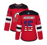 Women New Jersey Devils #15 Jamie Langenbrunner Authentic Red USA Flag Fashion Hockey Jersey