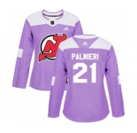 Women New Jersey Devils #21 Kyle Palmieri Authentic Purple Fights Cancer Practice Hockey Jersey