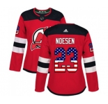 Women New Jersey Devils #23 Stefan Noesen Authentic Red USA Flag Fashion Hockey Jersey