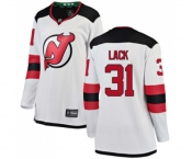 Women New Jersey Devils #31 Eddie Lack Fanatics Branded White Away Breakaway Hockey Jersey