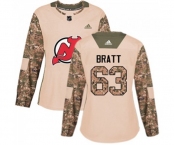 Women New Jersey Devils #63 Jesper Bratt Authentic Camo Veterans Day Practice Hockey Jersey