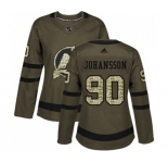 Women New Jersey Devils #90 Marcus Johansson Authentic Green Salute to Service Hockey Jersey