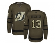 Youth Adidas New Jersey Devils #13 Nico Hischier Green Salute to Service Stitched NHL Jersey