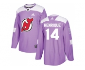 Youth Adidas New Jersey Devils #14 Adam Henrique Purple Authentic Fights Cancer Stitched NHL Jersey