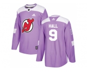 Youth Adidas New Jersey Devils #9 Taylor Hall Purple Authentic Fights Cancer Stitched NHL Jerse