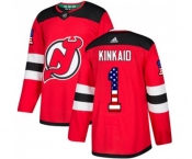 Youth New Jersey Devils #1 Keith Kinkaid Authentic Red USA Flag Fashion Hockey Jersey