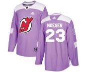 Youth New Jersey Devils #23 Stefan Noesen Authentic Purple Fights Cancer Practice Hockey Jersey