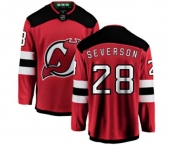 Youth New Jersey Devils #28 Damon Severson Fanatics Branded Red Home Breakaway Hockey Jersey