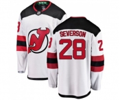 Youth New Jersey Devils #28 Damon Severson Fanatics Branded White Away Breakaway Hockey Jersey
