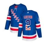Adidas New York Rangers #2 Brian Leetch Authentic Royal Blue USA Flag Fashion NHL Jersey