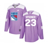 Adidas New York Rangers #23 Ryan Spooner Authentic Purple Fights Cancer Practice NHL Jersey