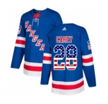 Adidas New York Rangers #28 Paul Carey Authentic Royal Blue USA Flag Fashion NHL Jersey