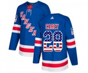 Adidas New York Rangers #28 Paul Carey Authentic Royal Blue USA Flag Fashion NHL Jersey