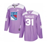 Adidas New York Rangers #31 Ondrej Pavelec Authentic Purple Fights Cancer Practice NHL Jersey