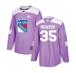 Adidas New York Rangers #35 Mike Richter Authentic Purple Fights Cancer Practice NHL Jersey