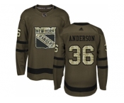 Adidas New York Rangers #36 Glenn Anderson Green Salute to Service Stitched NHL Jersey