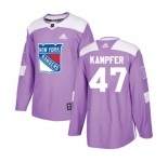 Adidas New York Rangers #47 Steven Kampfer Authentic Purple Fights Cancer Practice NHL Jersey