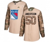 Adidas New York Rangers #50 Lias Andersson Authentic Camo Veterans Day Practice NHL Jersey