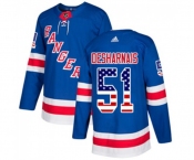 Adidas New York Rangers #51 David Desharnais Authentic Royal Blue USA Flag Fashion NHL Jersey