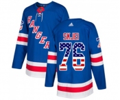Adidas New York Rangers #76 Brady Skjei Authentic Royal Blue USA Flag Fashion NHL Jersey