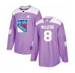 Adidas New York Rangers #8 Cody McLeod Authentic Purple Fights Cancer Practice NHL Jersey