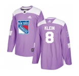 Adidas New York Rangers #8 Kevin Klein Authentic Purple Fights Cancer Practice NHL Jersey