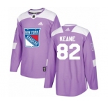 Adidas New York Rangers #82 Joey Keane Authentic Purple Fights Cancer Practice NHL Jersey