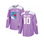 Men Adidas New York Rangers #10 J.T. Miller Purple Authentic Fights Cancer Stitched NHL Jersey