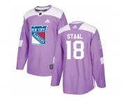 Men Adidas New York Rangers #18 Marc Staal Purple Authentic Fights Cancer Stitched NHL Jersey