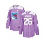 Men Adidas New York Rangers #26 Joe Kocur Purple Authentic Fights Cancer Stitched NHL Jersey