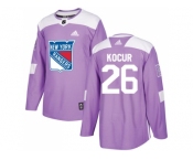 Men Adidas New York Rangers #26 Joe Kocur Purple Authentic Fights Cancer Stitched NHL Jersey