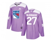 Men Adidas New York Rangers #27 Ryan McDonagh Purple Authentic Fights Cancer Stitched NHL Jersey
