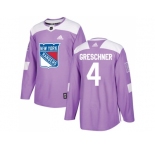 Men Adidas New York Rangers #4 Ron Greschner Purple Authentic Fights Cancer Stitched NHL Jersey
