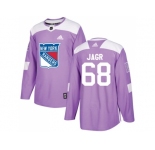 Men Adidas New York Rangers #68 Jaromir Jagr Purple Authentic Fights Cancer Stitched NHL Jersey