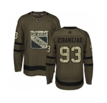 Men Adidas New York Rangers #93 Mika Zibanejad Green Salute to Service Stitched NHL Jersey