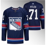 Men New York Rangers #71 Tyler Pitlick Navy Stitched Jersey