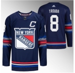 Men New York Rangers #8 Jacob Trouba Navy Stitched Jersey