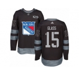 Men's Adidas New York Rangers #15 Tanner Glass Authentic Black 1917-2017 100th Anniversary NHL Jersey